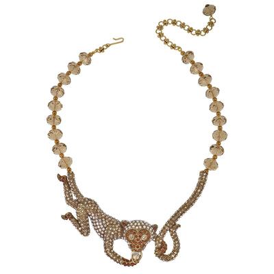 HEIDI DAUS®"No More Monkey Business" Beaded Crystal Monkey Necklace