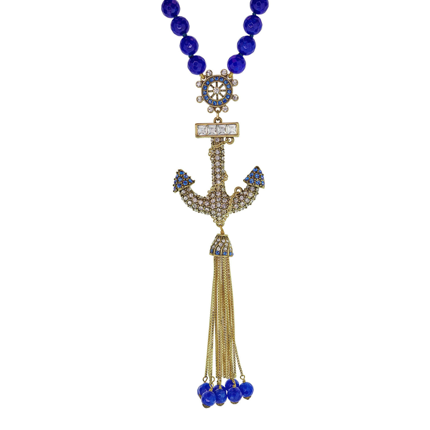 HEIDI DAUS®"Go Overboard" Beaded Crystal Tassel Anchor Necklace