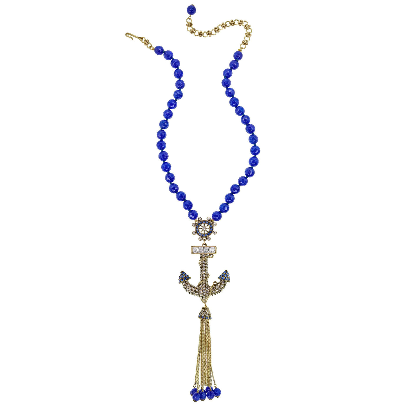 HEIDI DAUS®"Go Overboard" Beaded Crystal Tassel Anchor Necklace