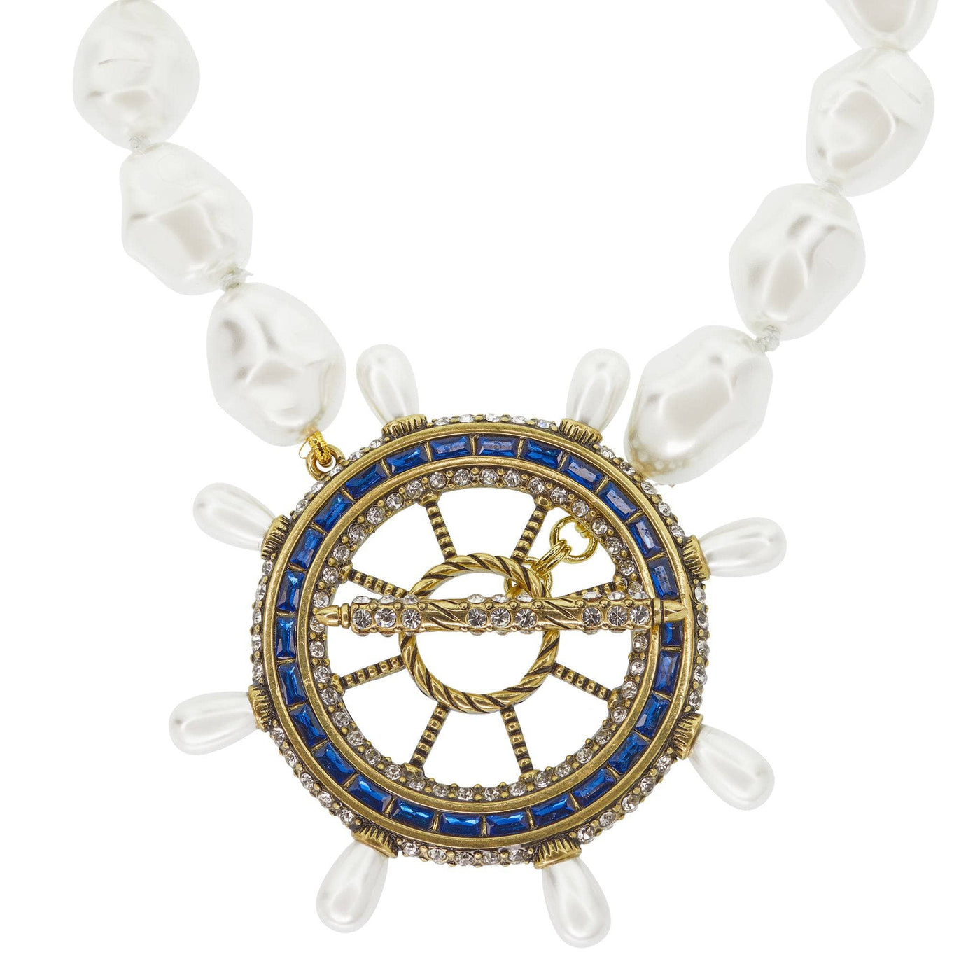 HEIDI DAUS®"Full Speed Ahead" Beaded Crystal Nautical Wheel Toggle Necklace