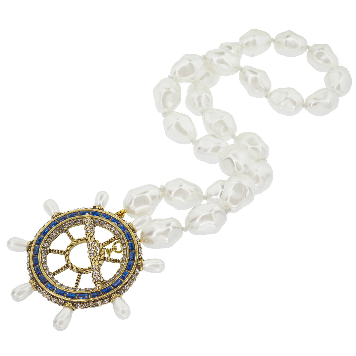 HEIDI DAUS®"Full Speed Ahead" Beaded Crystal Nautical Wheel Toggle Necklace