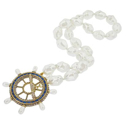 HEIDI DAUS®"Full Speed Ahead" Beaded Crystal Nautical Wheel Toggle Necklace