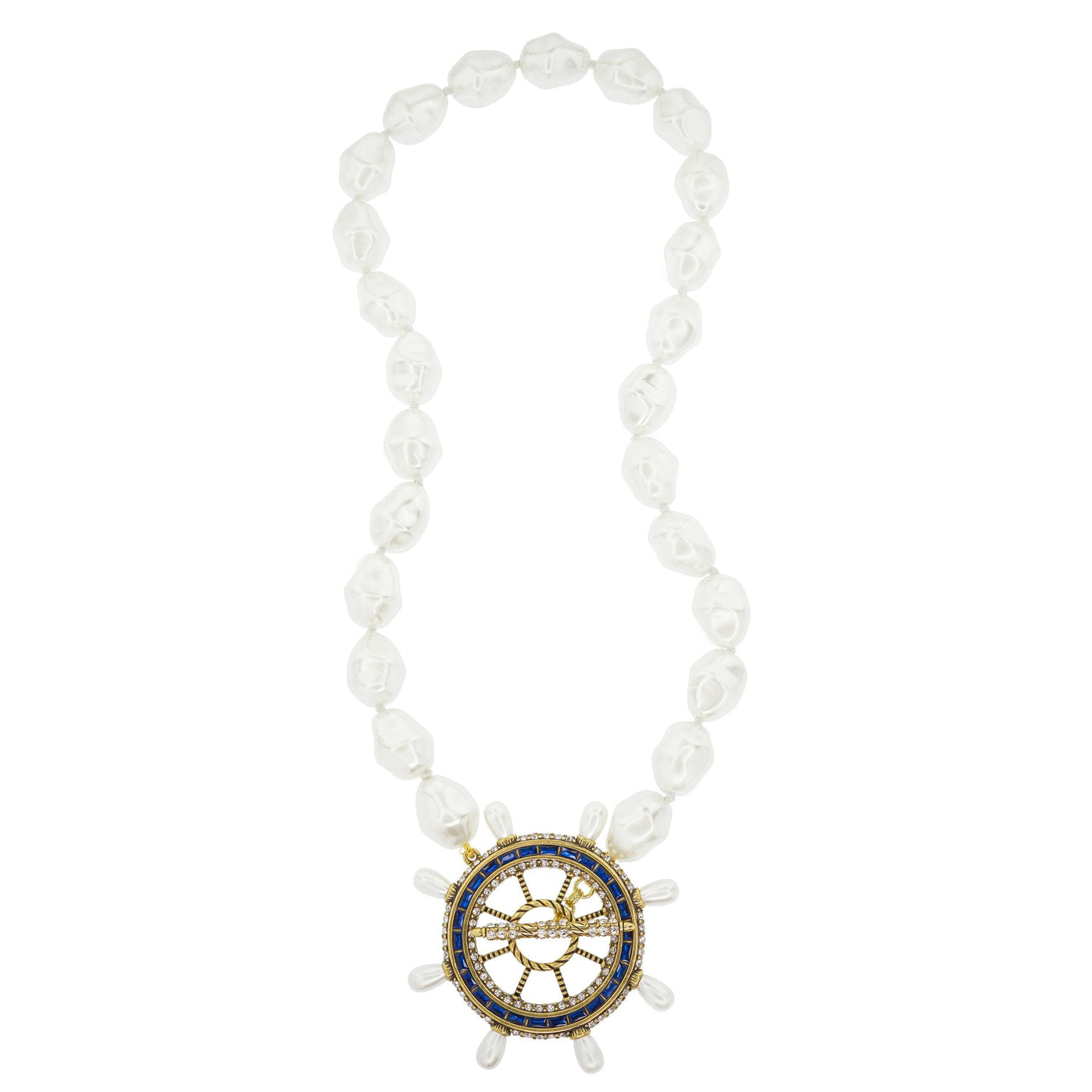 HEIDI DAUS®"Full Speed Ahead" Beaded Crystal Nautical Wheel Toggle Necklace