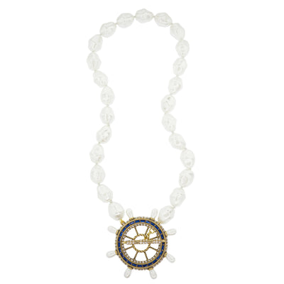 HEIDI DAUS®"Full Speed Ahead" Beaded Crystal Nautical Wheel Toggle Necklace