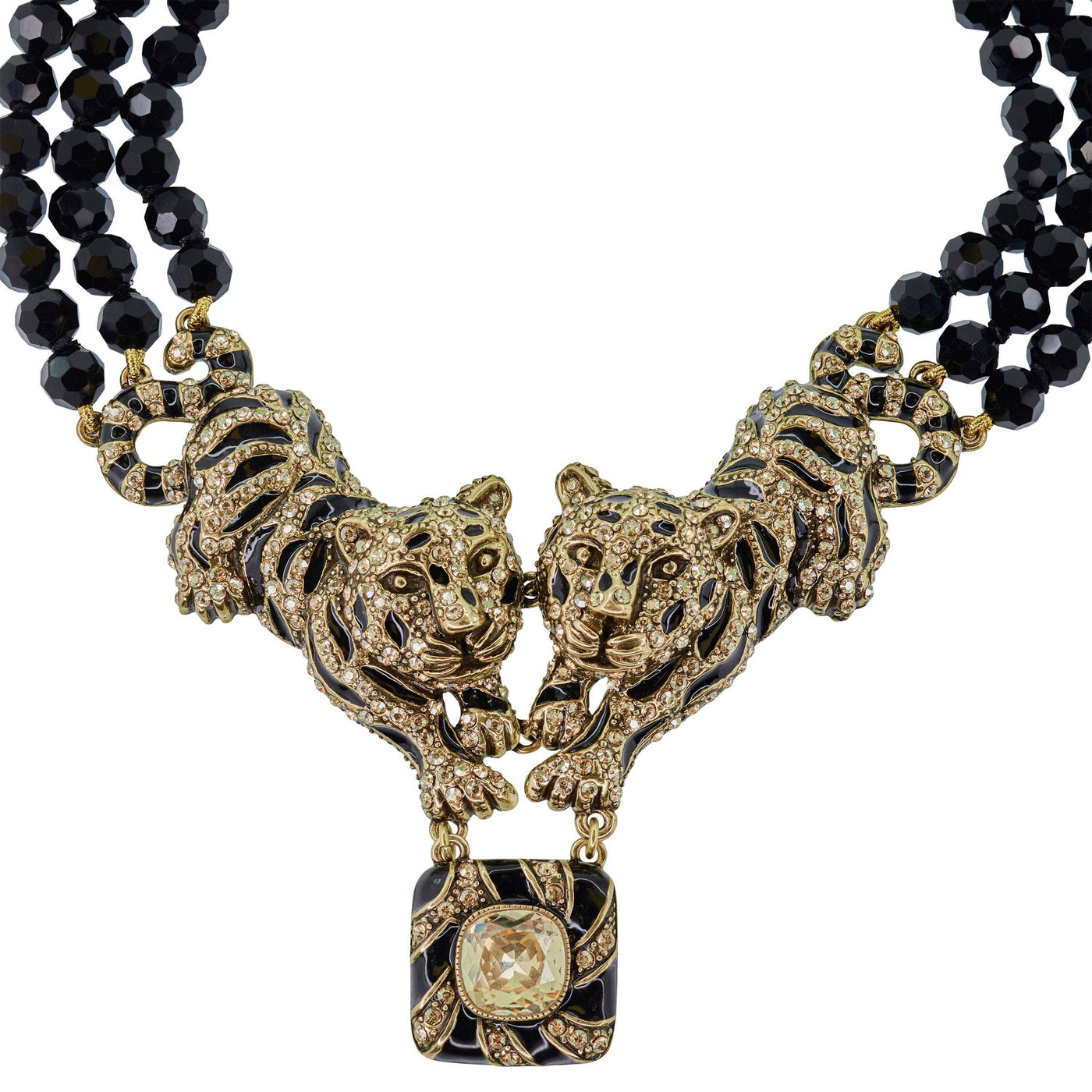 HEIDI DAUS®"Tempting Tigress" Beaded Enamel Crystal Tigress Necklace
