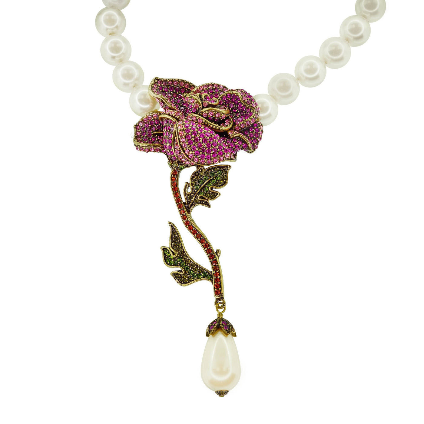 Heidi Daus®"Sentimental Stem" Beaded Crystal Flower Necklace