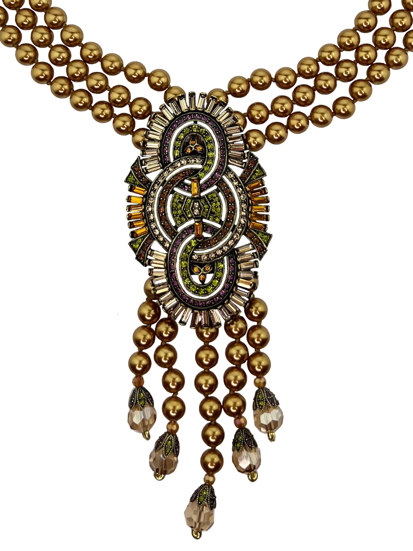 HEIDI DAUS®"Baguette Waterfall" Beaded Crystal Deco Necklace