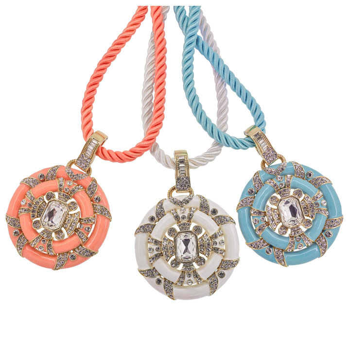 HEIDI DAUS® "Newport Chic Grande" Crystal &amp; Enamel Cord Enhancer Deco Necklace HEIDI DAUS®