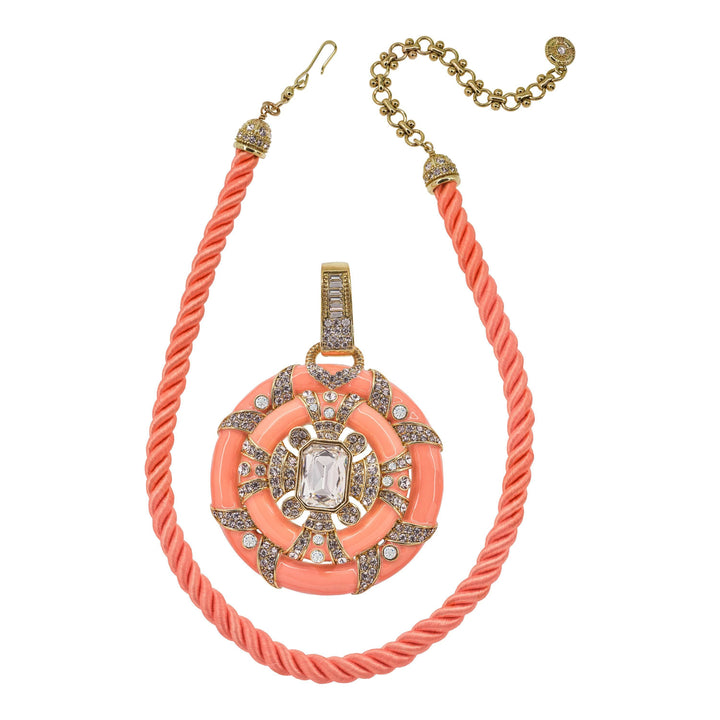 HEIDI DAUS® "Newport Chic Grande" Crystal &amp; Enamel Cord Enhancer Deco Necklace HEIDI DAUS®