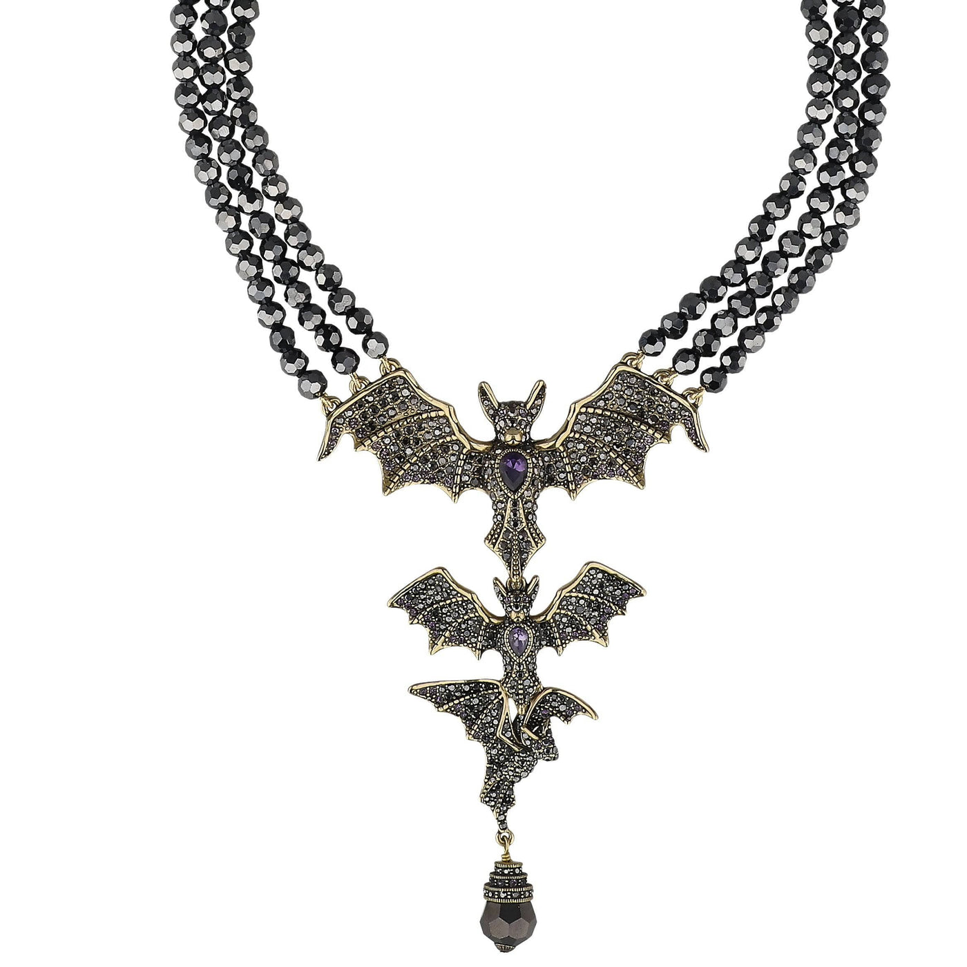 Heidi Daus® "Batty For You"Beaded Crystal Bat Necklace –  Halloween Statement Jewelry