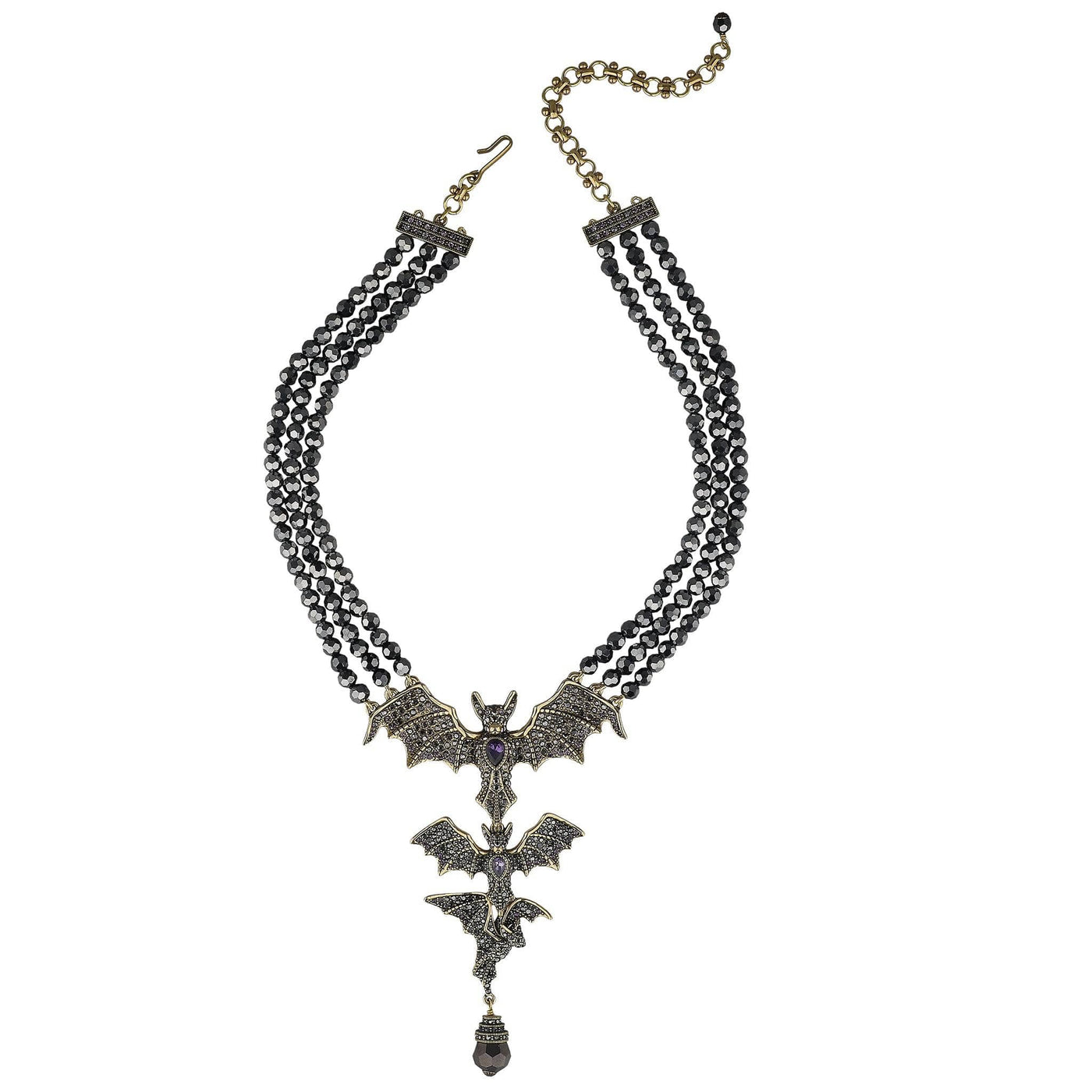 Heidi Daus® "Batty For You"Beaded Crystal Bat Necklace –  Halloween Statement Jewelry