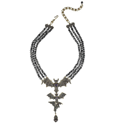 Heidi Daus® "Batty For You"Beaded Crystal Bat Necklace –  Halloween Statement Jewelry