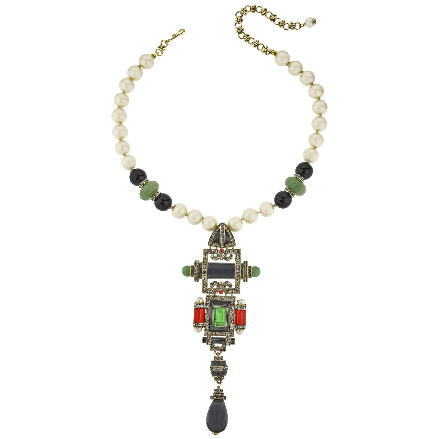 HEIDI DAUS® "Eclectic Combo" Beaded Crystal & Enamel Art Deco Necklace