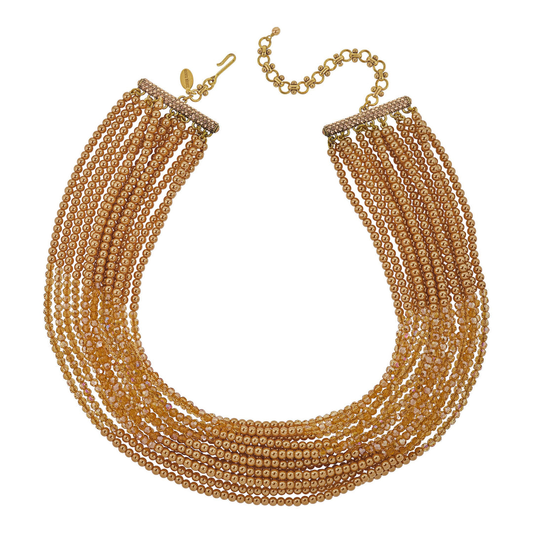 Collier Scarabée Heidi Daus - Cristaux Multicolores Sur Bronze - Style Rétro