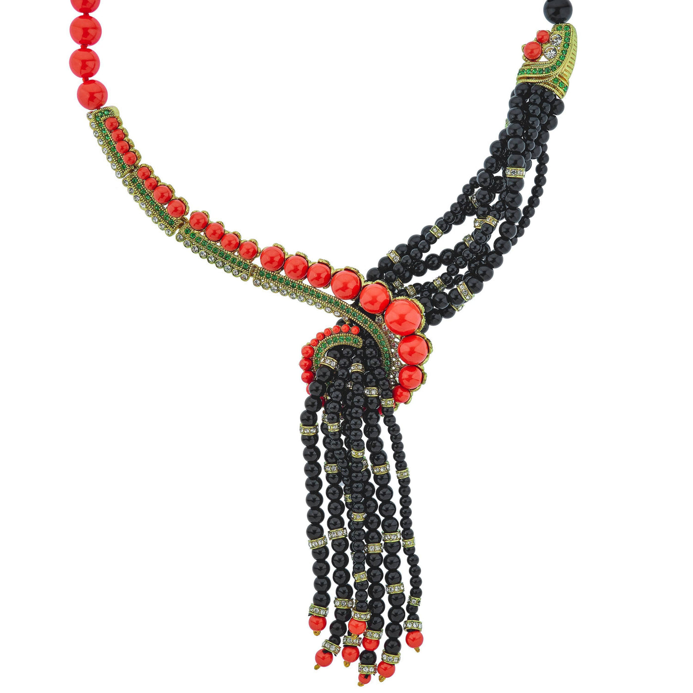 HEIDI DAUS® "Dazzling Drama" Beaded Crystal Art Deco Tassel Necklace