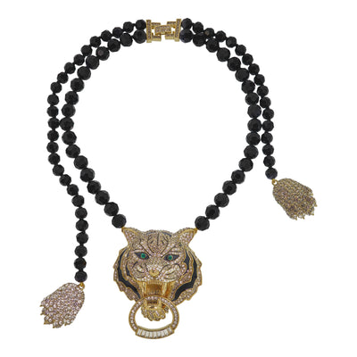 Heidi Daus®"Animal Magic" Beaded Crystal & Enamel Tiger Necklace