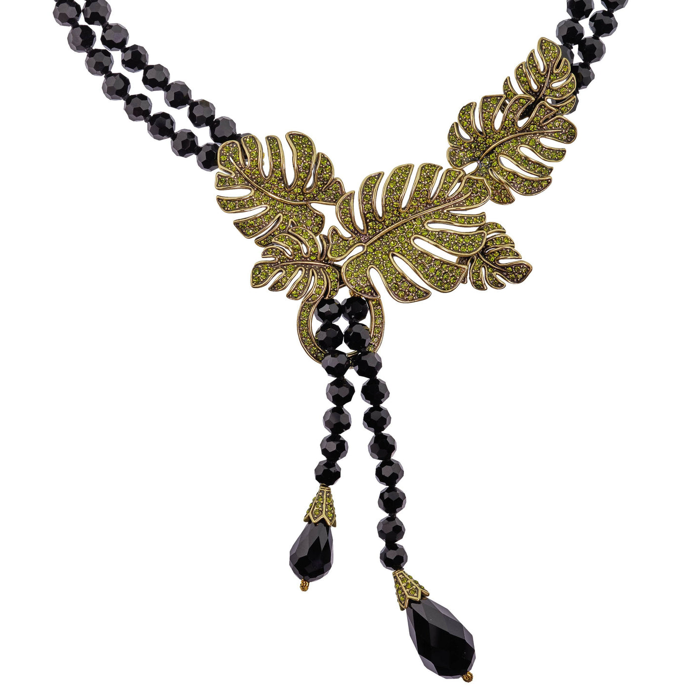 HEIDI DAUS®"Exotic Elegance" Beaded Crystal Leaf Necklace