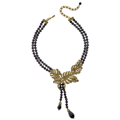 HEIDI DAUS®"Exotic Elegance" Beaded Crystal Leaf Necklace