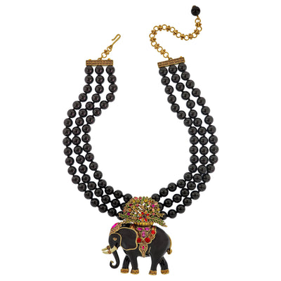 HEIDI DAUS® "Happy Flowerphant" Beaded Enamel & Crystal Floral Elephant Necklace