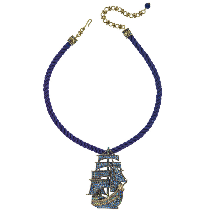 HEIDI DAUS®"Age of Sail" Crystal & Cord Galleon Boat Enhancer Necklace HEIDI DAUS®