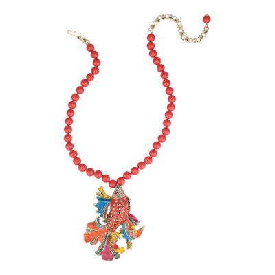 HEIDI DAUS® "Feathery Fish" Beaded Crystal & Enamel Fish Necklace