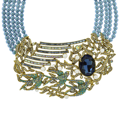 HEIDI DAUS®"Winter Swallows" Beaded Crystal Bird Necklace