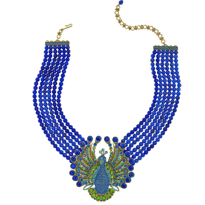HEIDI DAUS® "Peacock Royale" Beaded Crystal Peacock Necklace