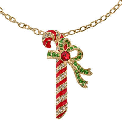 Heidi Daus®"Candy Cane" Crystal & Enamel Holiday Necklace