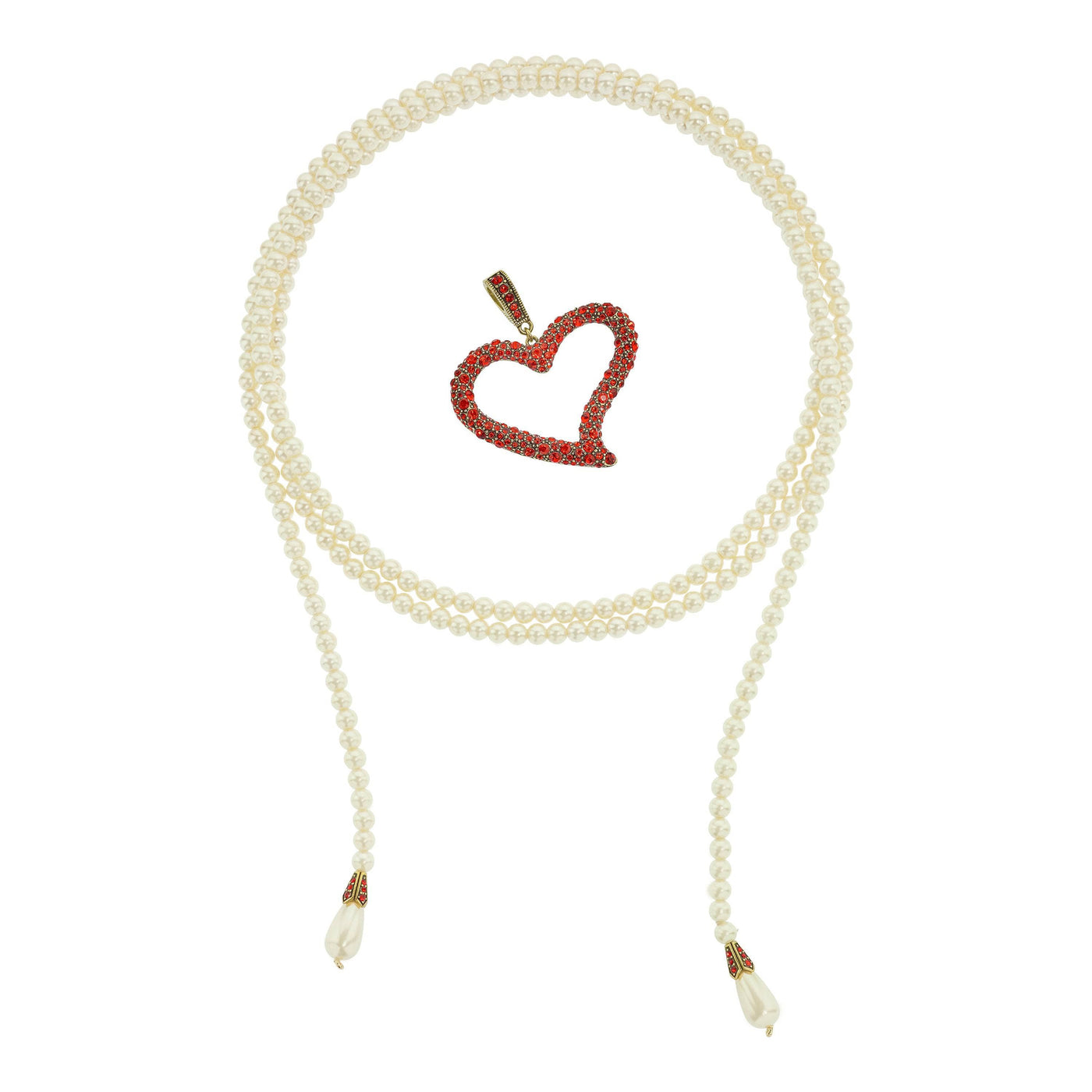 Heidi Daus®"Open Heart Pendant" Beaded Crystal Heart Enhancer Lariat Necklace HEIDI DAUS®