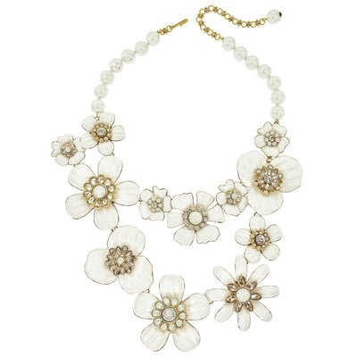 HEIDI DAUS®"Flower Super Power"Crystal & Enamel Beaded Floral Necklace