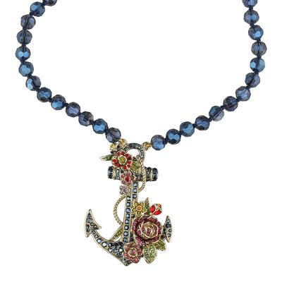 HEIDI DAUS® "Blooming Anchor" Beaded Crystal Floral Anchor Necklace