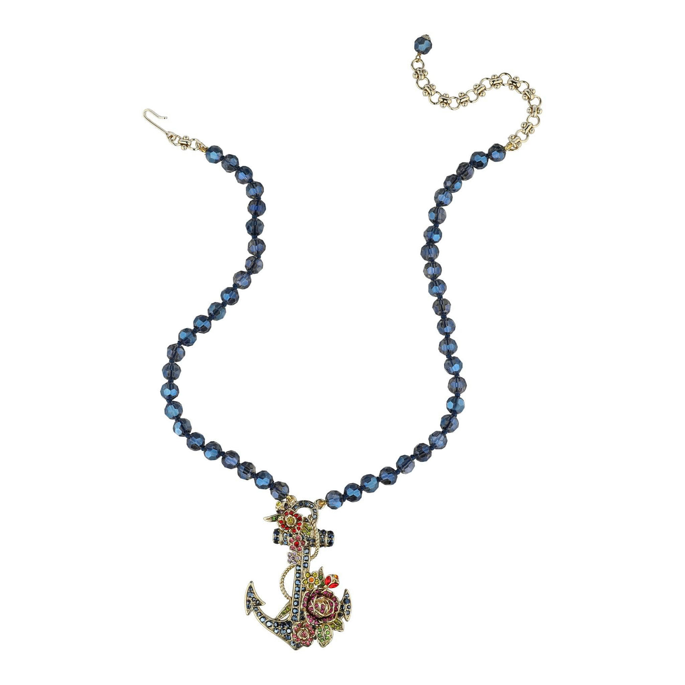 HEIDI DAUS® "Blooming Anchor" Beaded Crystal Floral Anchor Necklace