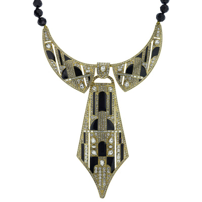 HEIDI DAUS® "To Tie For" Beaded Crystal & Enamel Art Deco Necklace