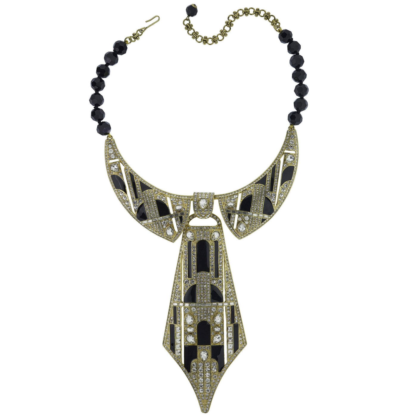 HEIDI DAUS® "To Tie For" Beaded Crystal & Enamel Art Deco Necklace