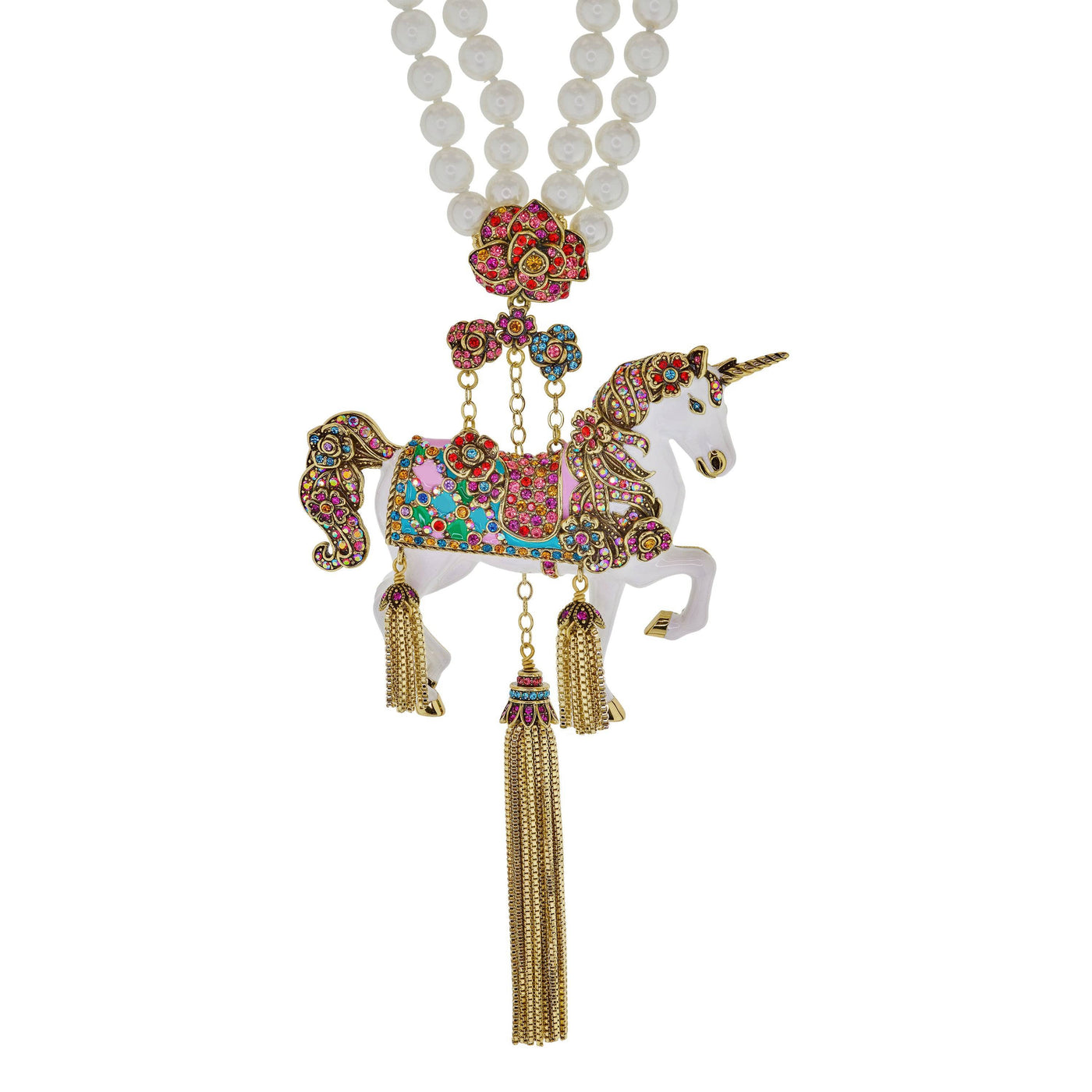 Heidi Daus®"Unicorn Queen" Beaded  Crystal & Enamel Horse  Necklace