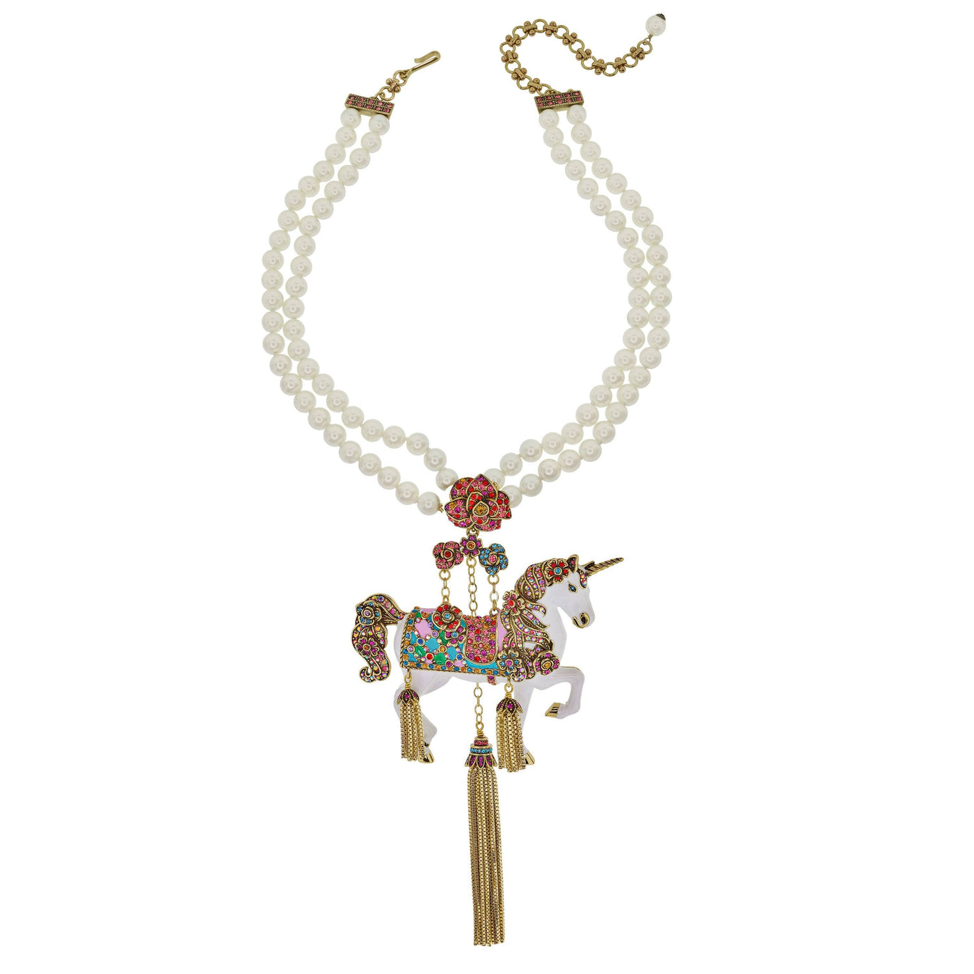 Heidi Daus®"Unicorn Queen" Beaded  Crystal & Enamel Horse  Necklace