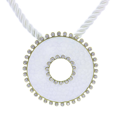 Heidi Daus®"Hammered Disc" Enamel & Crystal Cord Enhancer Necklace HEIDI DAUS®