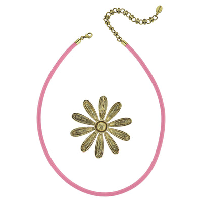 HEIDI DAUS®"Flower Power" Enamel  & Crystal Leather Cord Enhancer Flower Necklace HEIDI DAUS®
