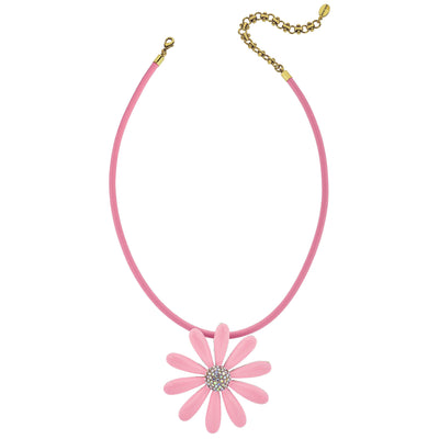 HEIDI DAUS®"Flower Power" Enamel  & Crystal Leather Cord Enhancer Flower Necklace HEIDI DAUS®