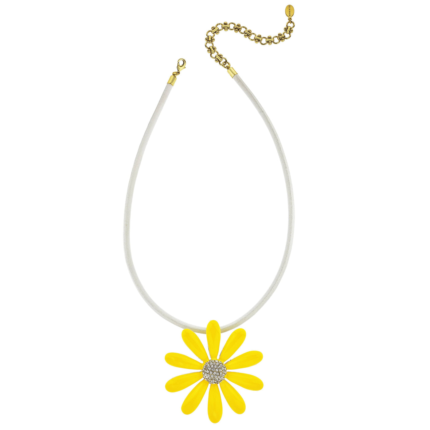 HEIDI DAUS®"Flower Power" Enamel  & Crystal Leather Cord Enhancer Flower Necklace HEIDI DAUS®