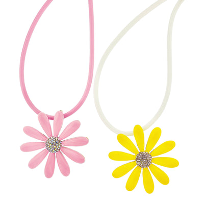 HEIDI DAUS®"Flower Power" Enamel  & Crystal Leather Cord Enhancer Flower Necklace HEIDI DAUS®