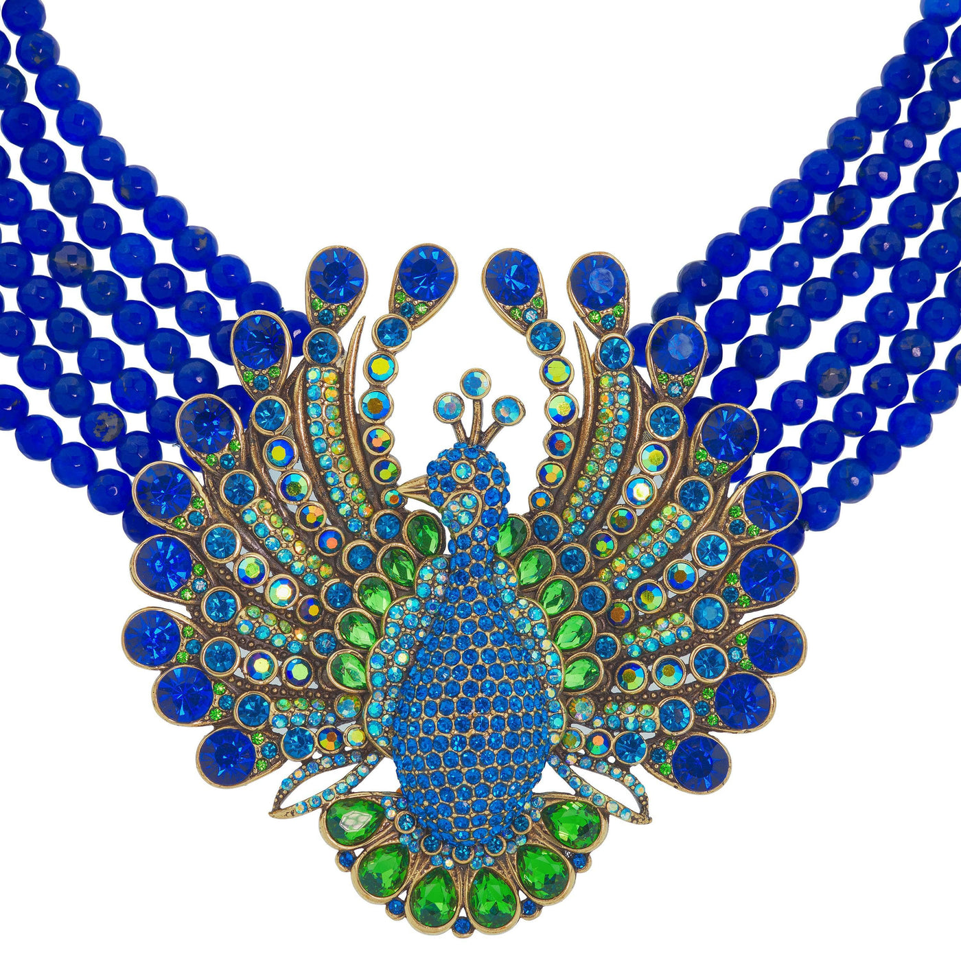 HEIDI DAUS® "Peacock Royale" Beaded Crystal Peacock Necklace