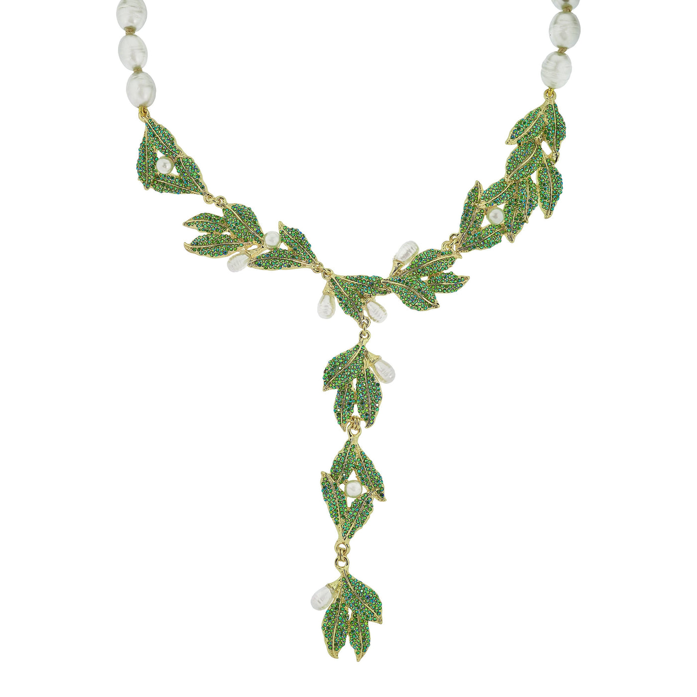 HEIDI DAUS®"Morning Glory" Beaded Crystal Leaf Necklace