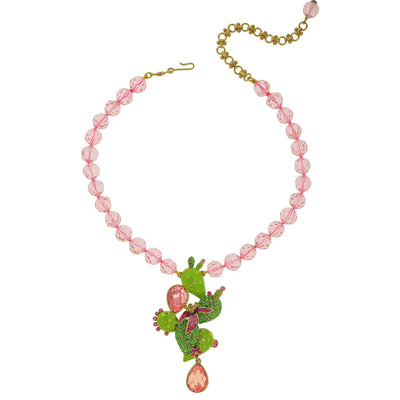 HEIDI DAUS® "Pretty Prickly Pear" Beaded Crystal  & Enamel Cactus Necklace