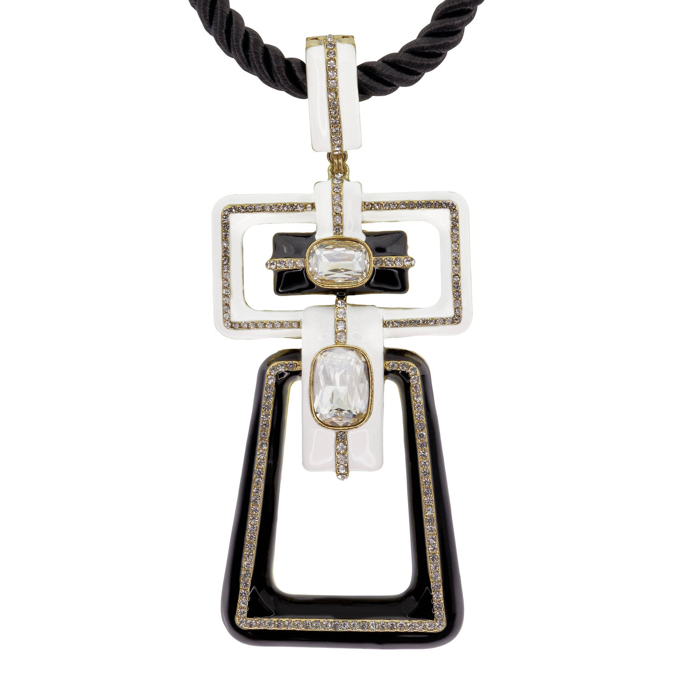 HEIDI DAUS®"New Century" Crystal & Enamel Cord Enhancer Deco Necklace