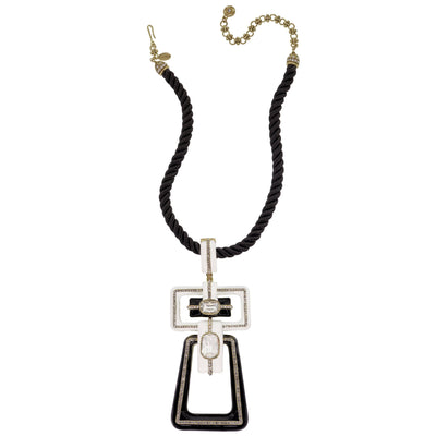 HEIDI DAUS®"New Century" Crystal & Enamel Cord Enhancer Deco Necklace
