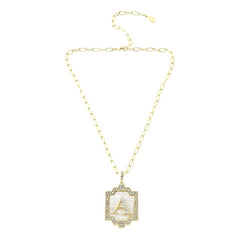 HEIDI DAUS®"Initial Offering" Mother Of Pearl Chain Crystal Letter Necklace