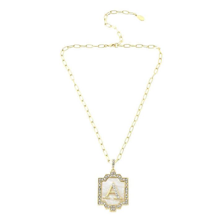 HEIDI DAUS®"Initial Offering" Mother Of Pearl Chain Crystal Letter Necklace