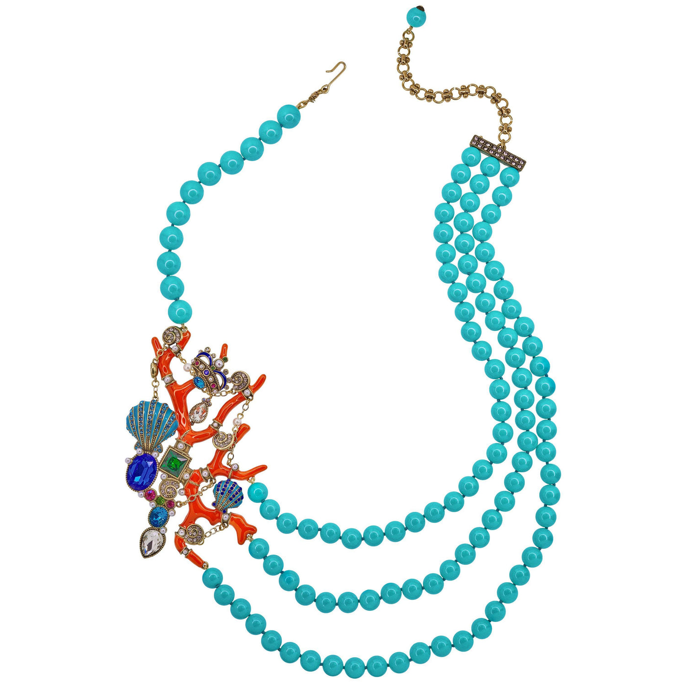 HEIDI DAUS®"Coral Cabana" Beaded Crystal & Enamel Coral Reef Necklace