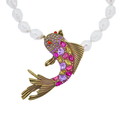 HEIDI DAUS®"One Fish Two Fish" Beaded Crystal Fish Necklace